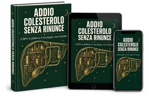 La guida Addio Colesterolo Senza Rinunce su libro, tablet e telefono